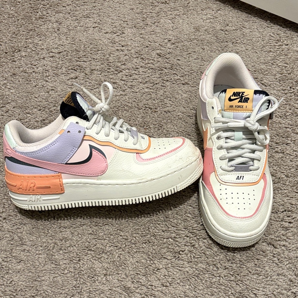 Nike Air Force 1 Shadow in White, Pink, and Orange
